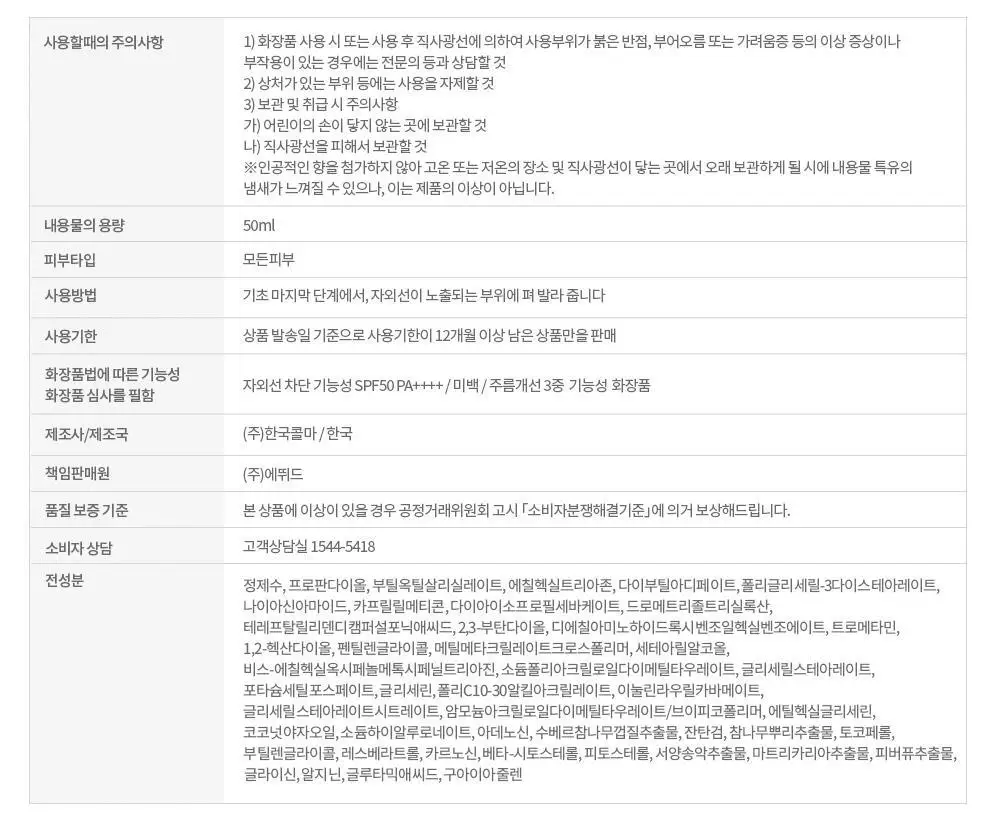 [수분 진정] 에뛰드 순정 디렉터 수분 선크림 50ml 1+1기획(NEW) 상세페이지 27